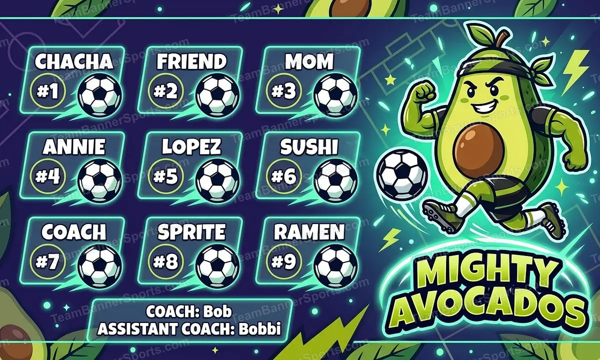 Mighty Avocados soccer team banner created with AI