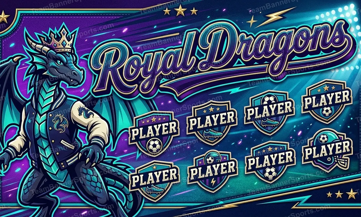 Royal Dragons soccer team banner created with AI