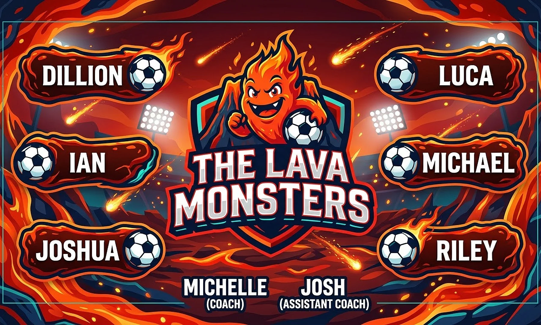 The Lava Monsters soccer team banner created with AI