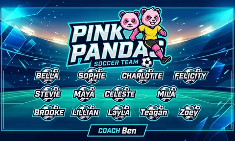 Pink Pandas Soccer AI image template