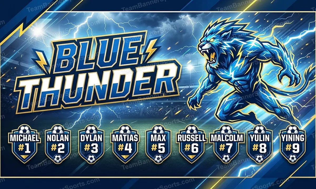 Blue Thunder soccer team banner created with AI