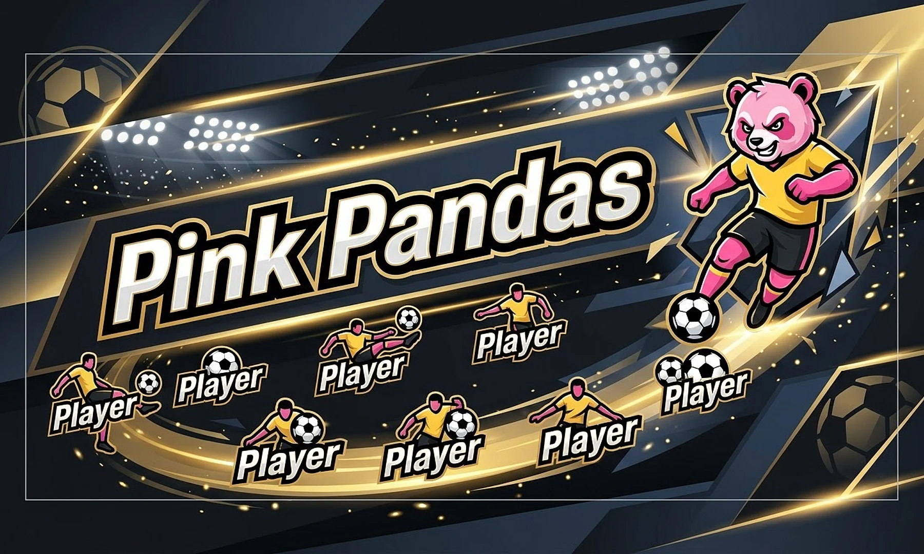 Pink Pandas soccer team banner created with AI