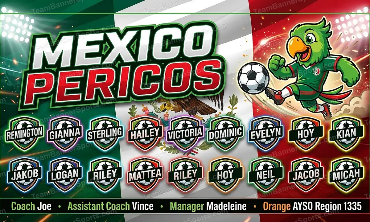 Mexico Pericos soccer team banner created with AI