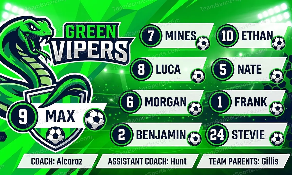 Green vipers soccer team banner created with AI