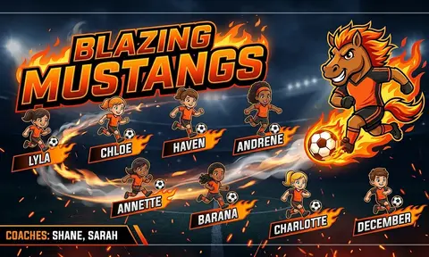 Blazing Mustangs Soccer AI image template