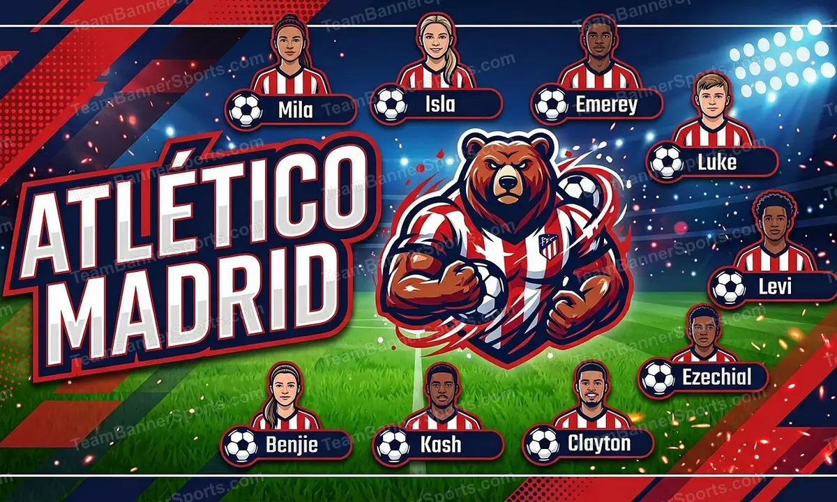 Atlético Madrid soccer team banner created with AI