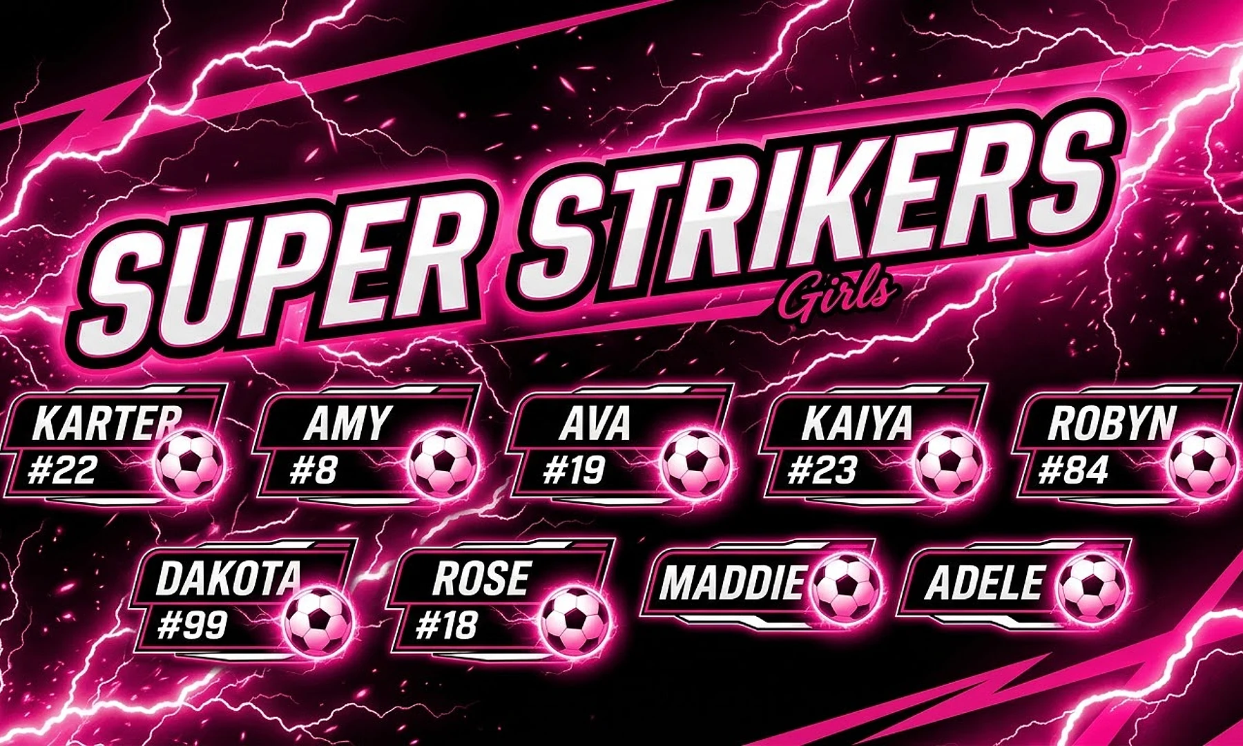 Super Strikers soccer team banner created with AI