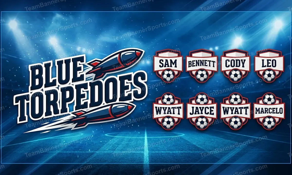 Blue Torpedoes soccer team banner created with AI