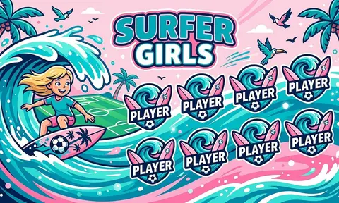 Surfer Girls Soccer AI image template