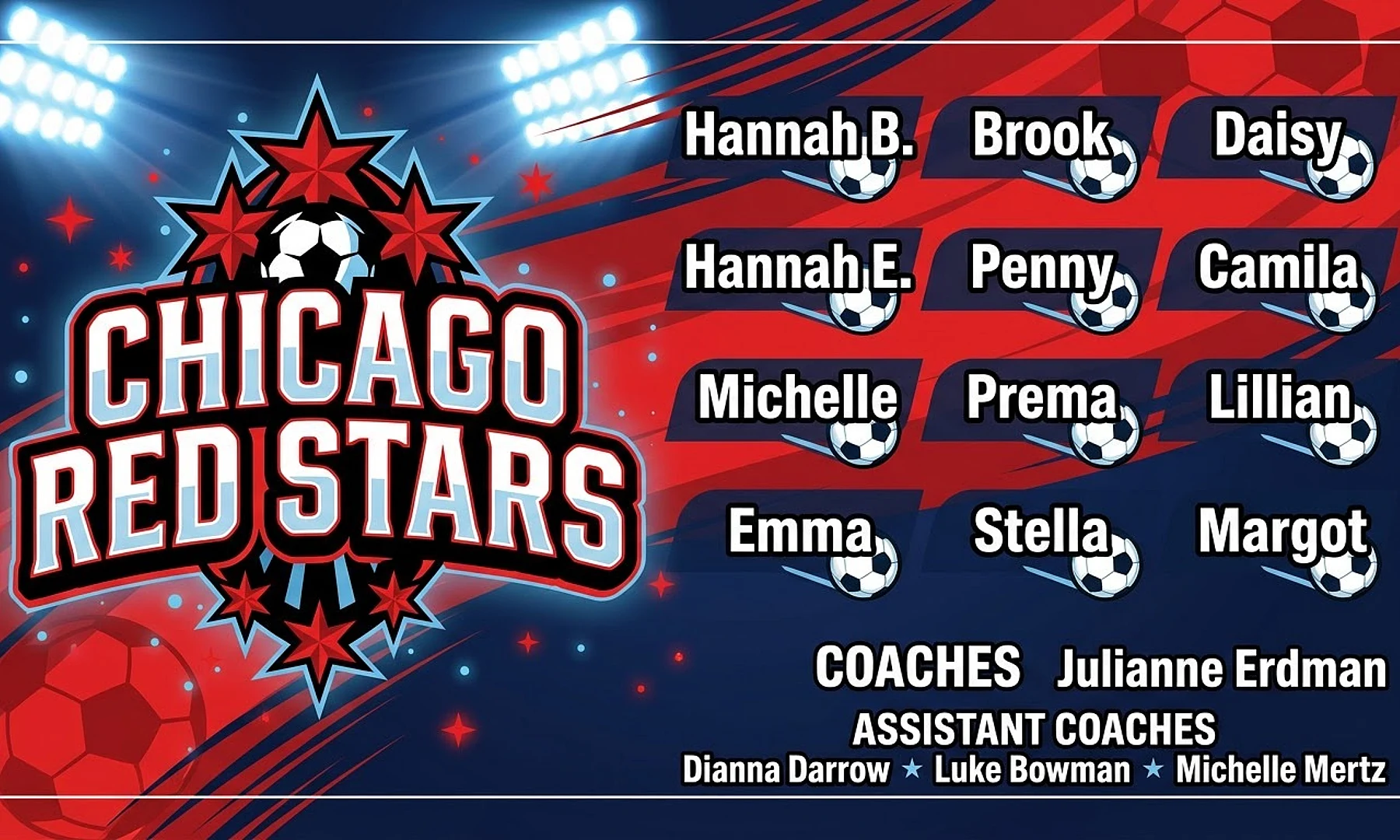 Chicago Red Stars soccer team banner created with AI