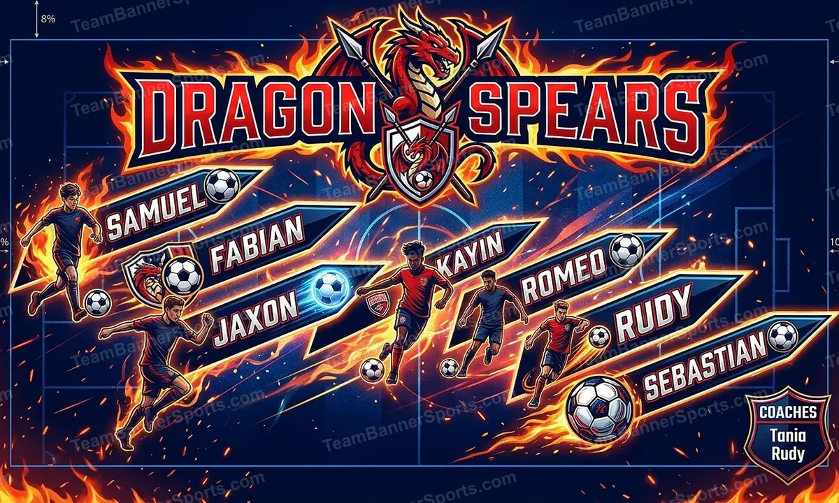 Dragon Spears soccer team banner created with AI