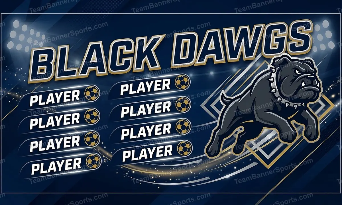 Black Dawgs soccer team banner created with AI