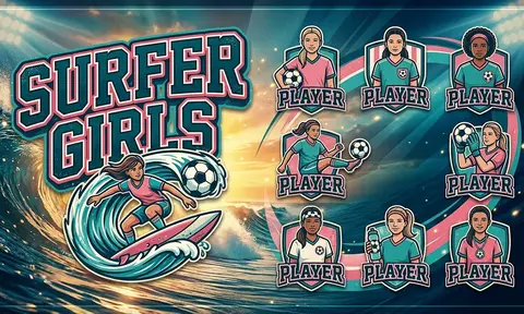 Surfer Girls Soccer AI image template