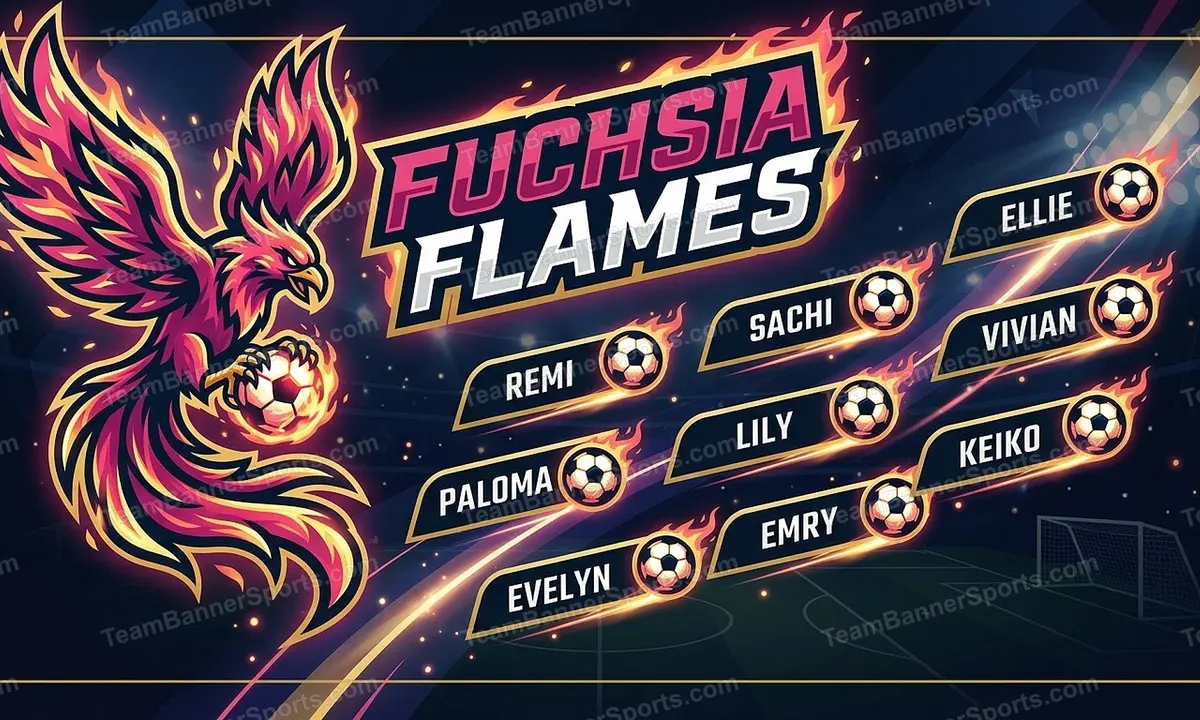 Fuchsia Flames soccer team banner created with AI