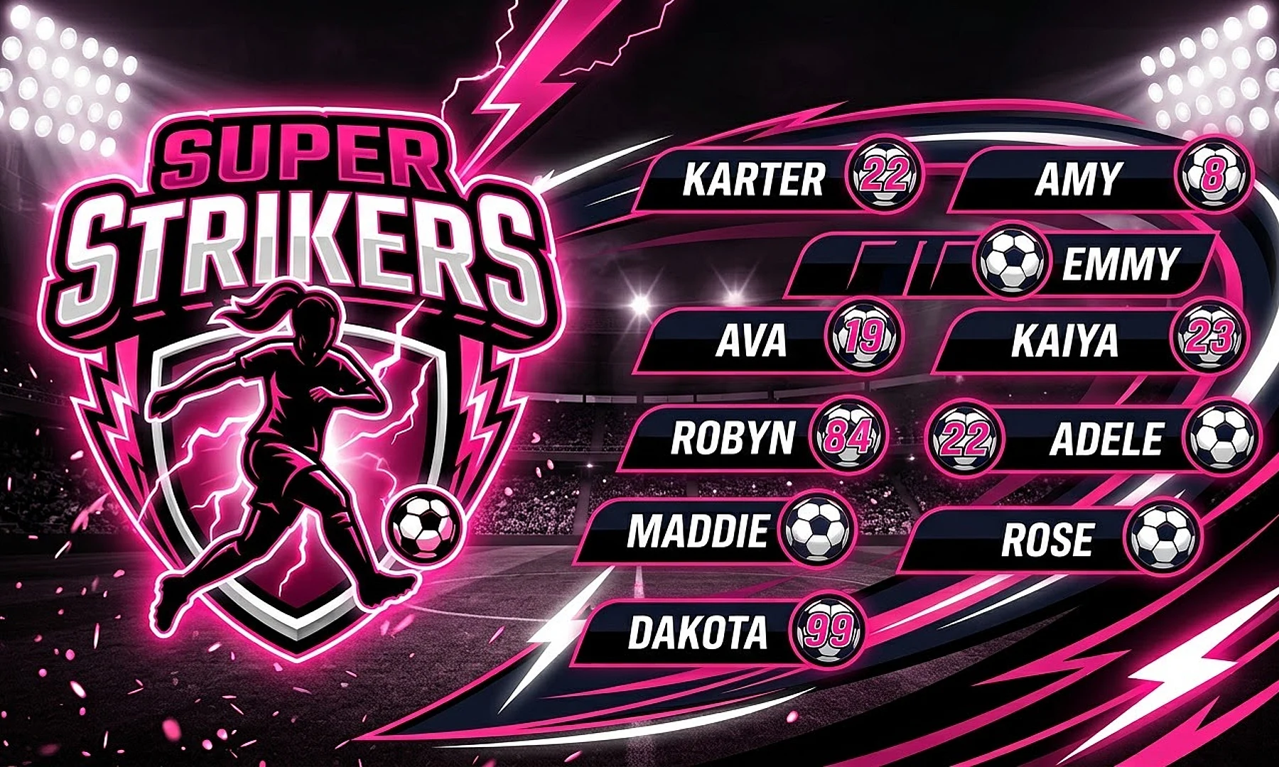 Super Strikers soccer team banner created with AI