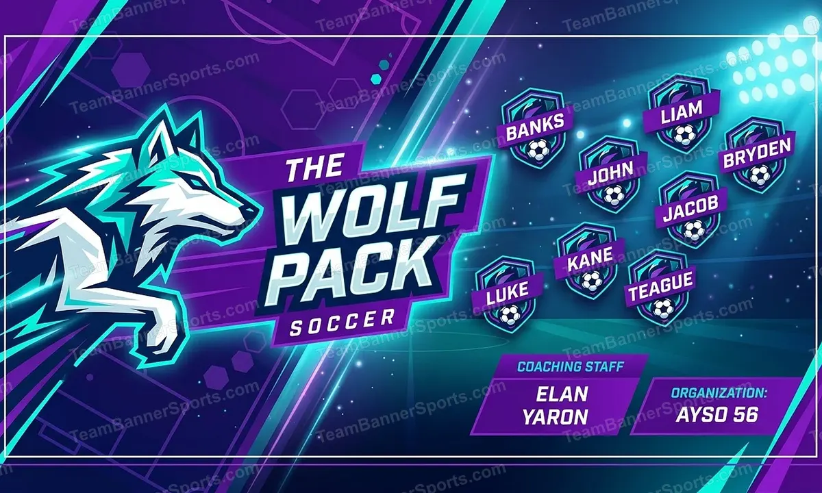 The wolf pack soccer team banner created with AI
