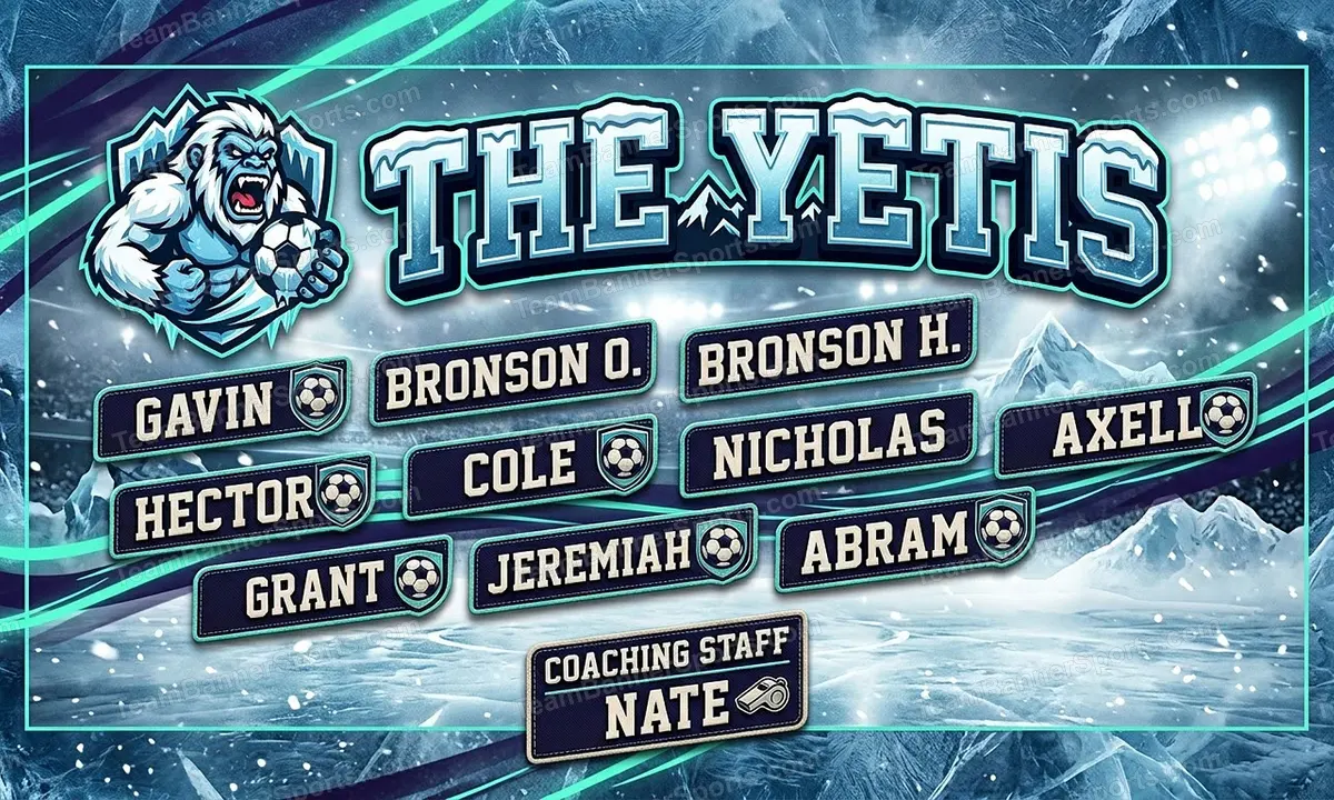 The Yetis soccer team banner created with AI