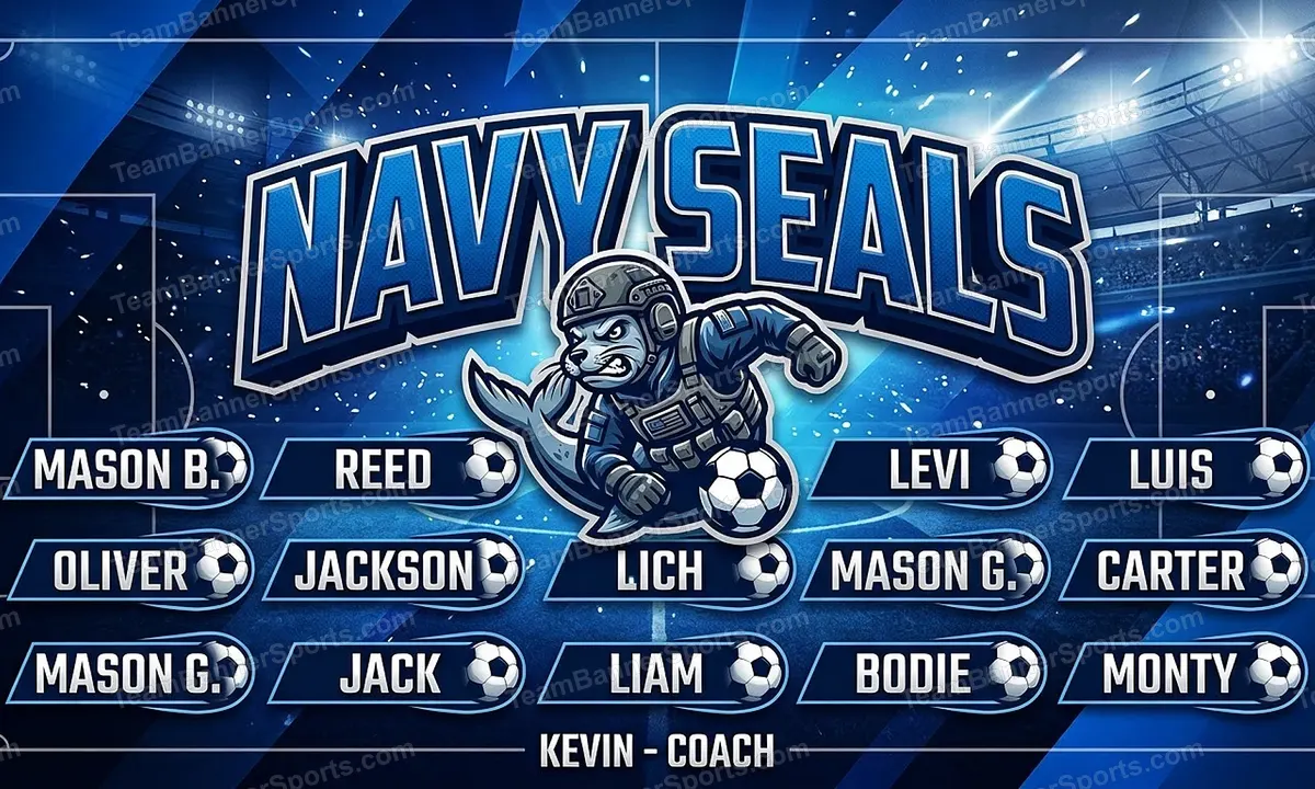 Navy Seals soccer team banner created with AI