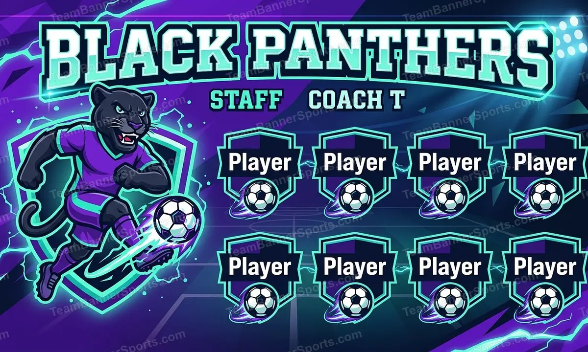 Black Panthers soccer team banner created with AI