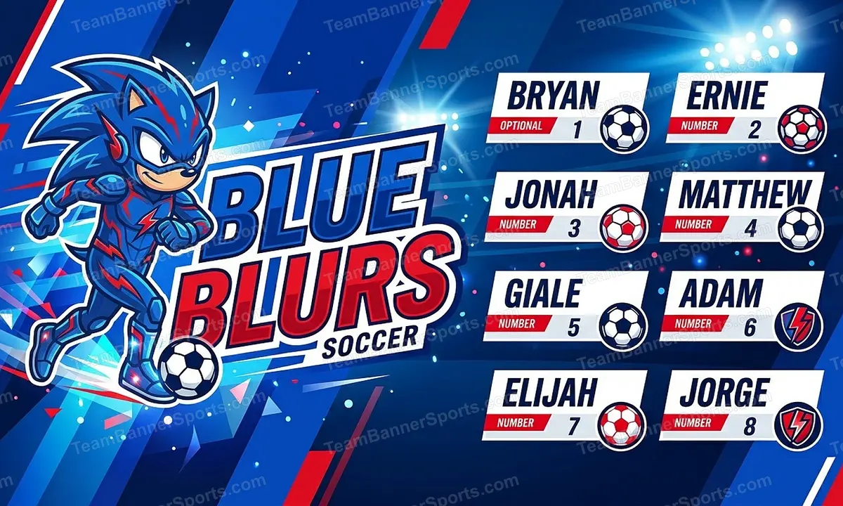 Blue Blurs soccer team banner created with AI