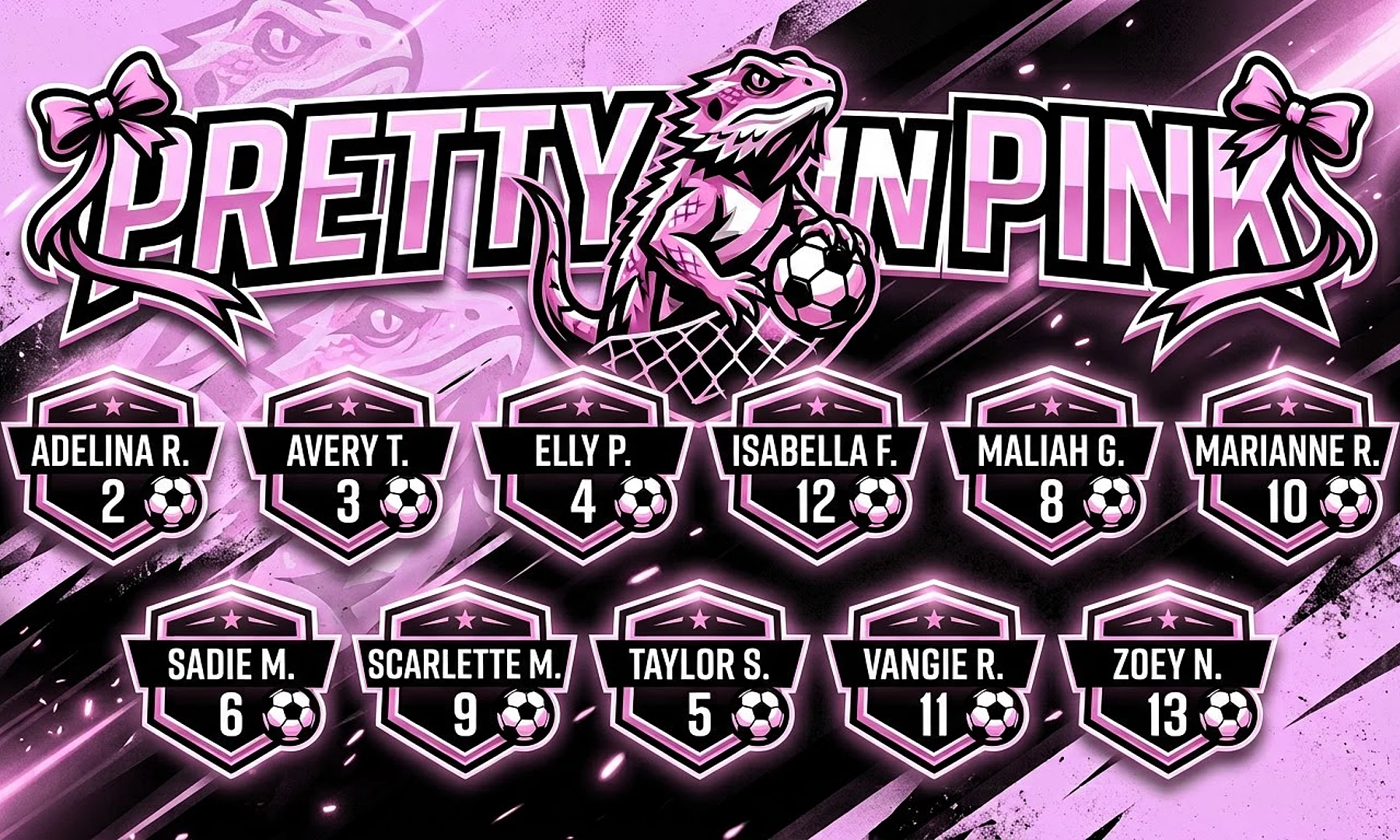 Pretty in Pink soccer team banner created with AI