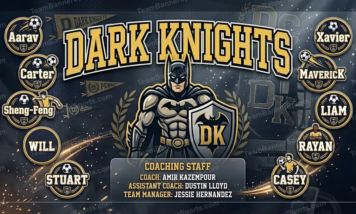 Dark Knights soccer team banner created with AI