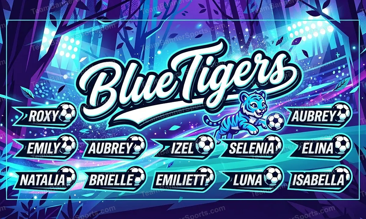 Blue Tigers soccer team banner created with AI