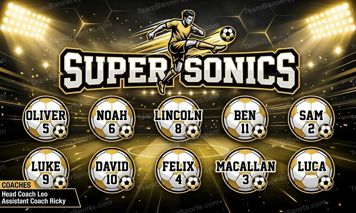 Super sonics soccer team banner created with AI