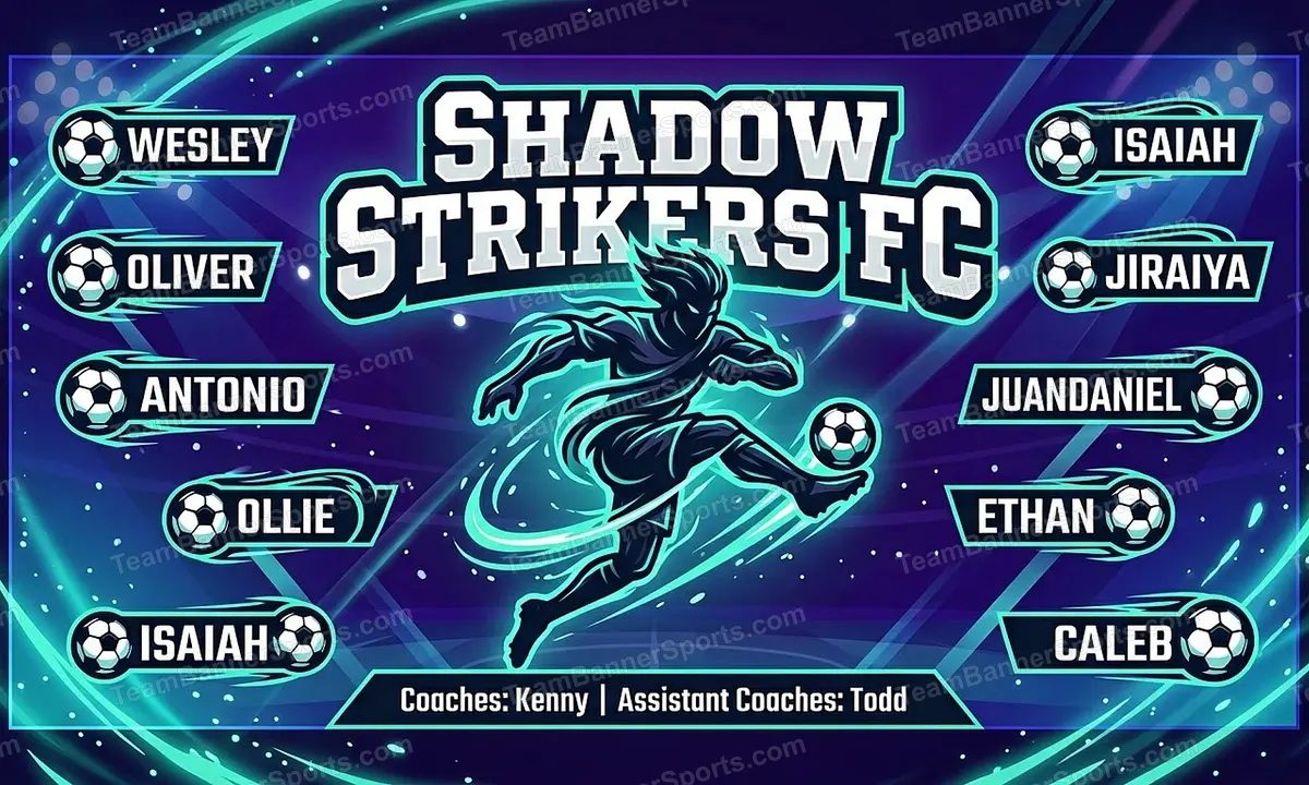 Shadow Strikers FC soccer team banner created with AI