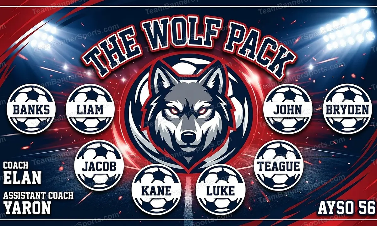 The wolf pack soccer team banner created with AI