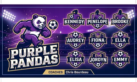 Purple pandas Soccer AI image template