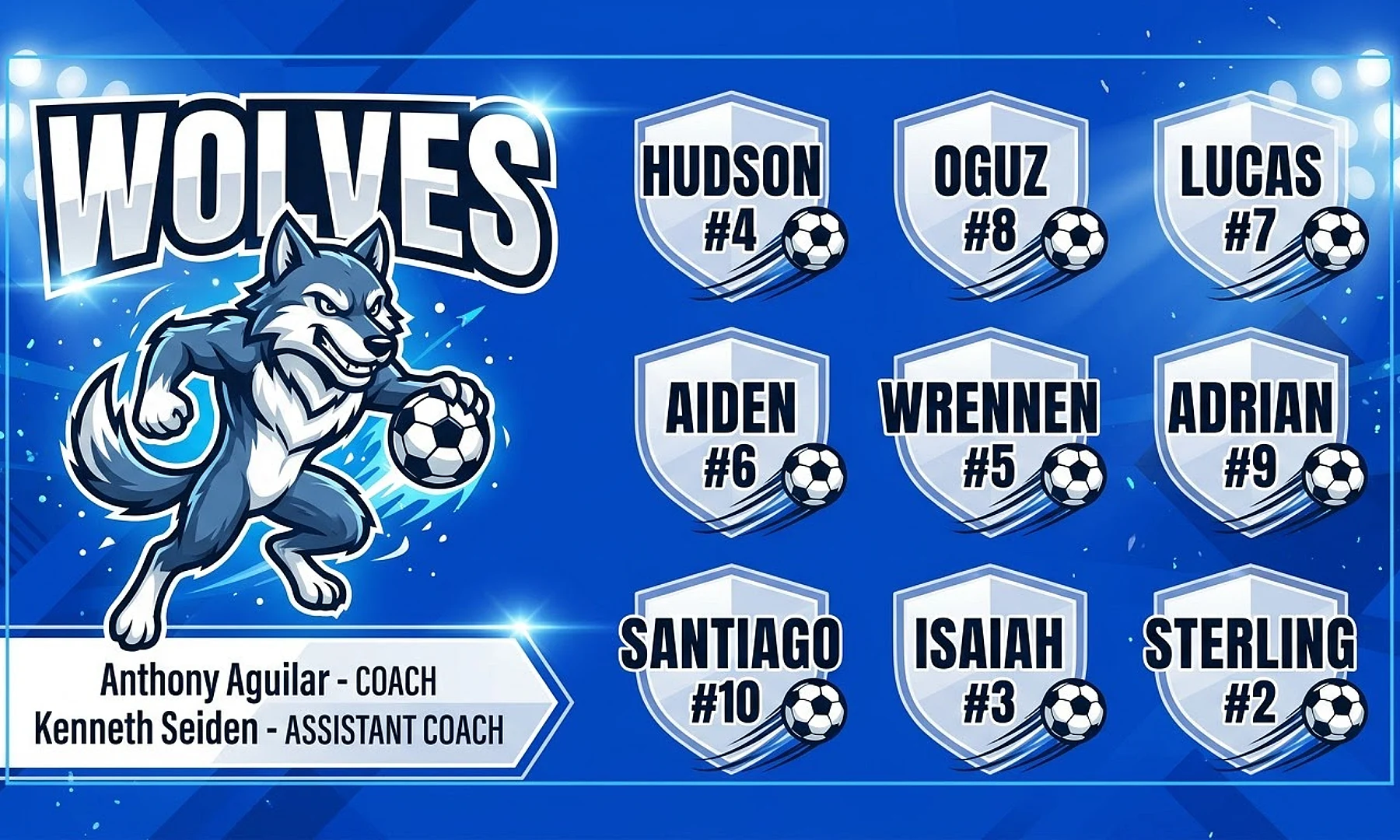 WOLVES soccer team banner created with AI