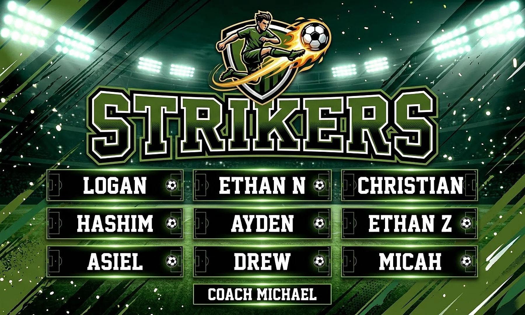 Strikers soccer team banner created with AI