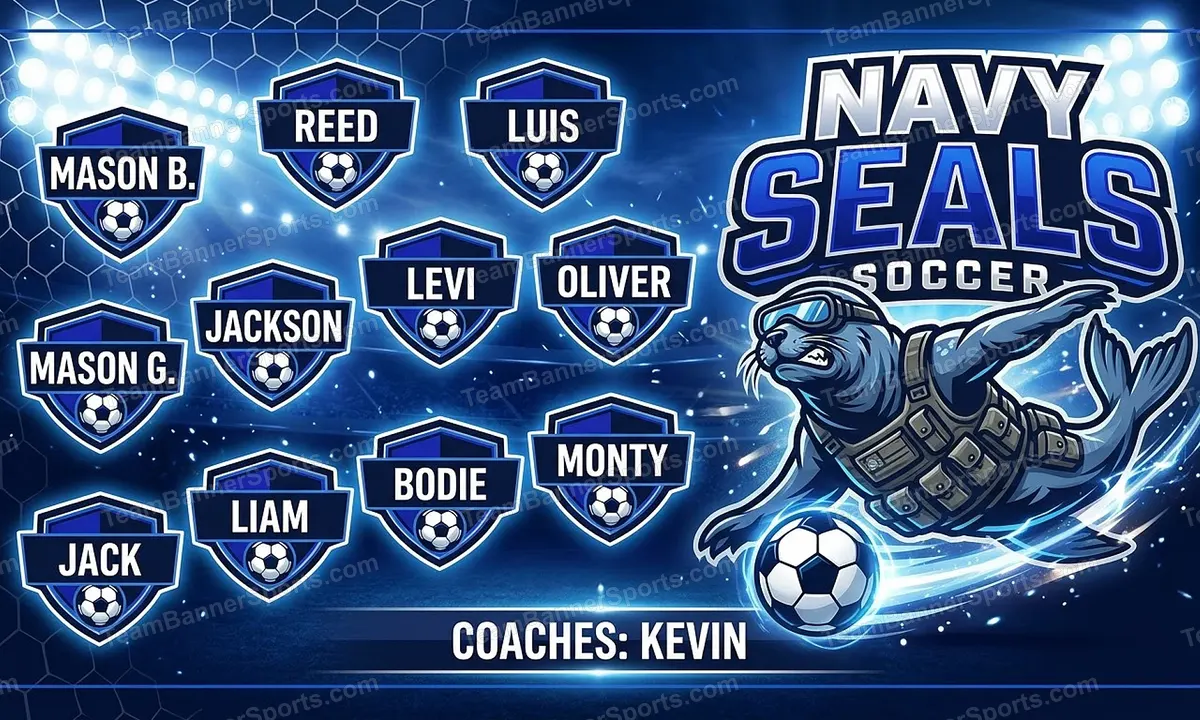 Navy Seals soccer team banner created with AI