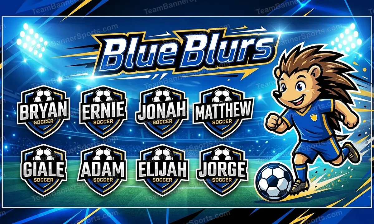 Blue Blurs soccer team banner created with AI