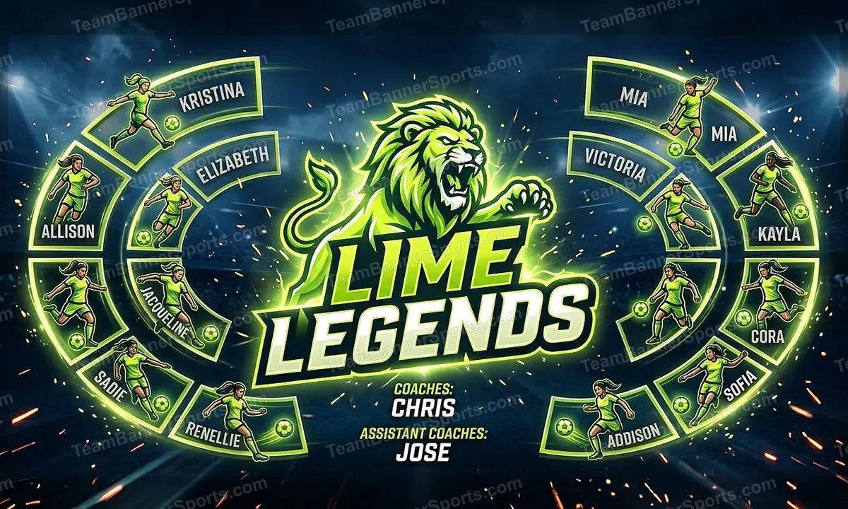 Lime Legends soccer team banner created with AI
