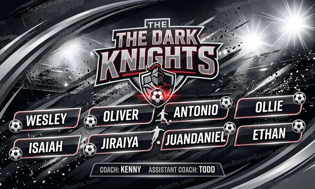 The Dark Knights soccer team banner created with AI