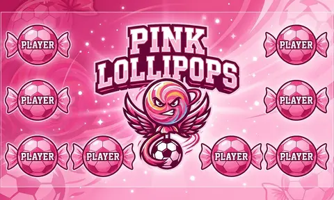 Pink lollipops Soccer AI image template