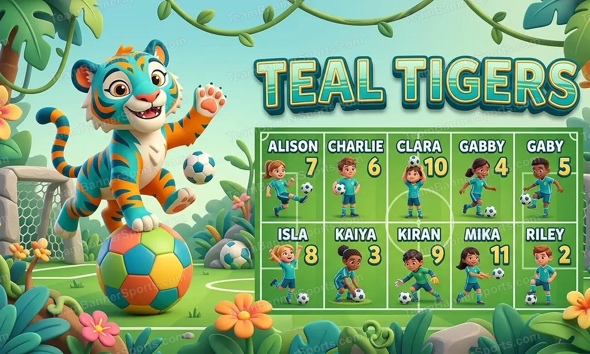 Teal Tigers soccer team banner created with AI