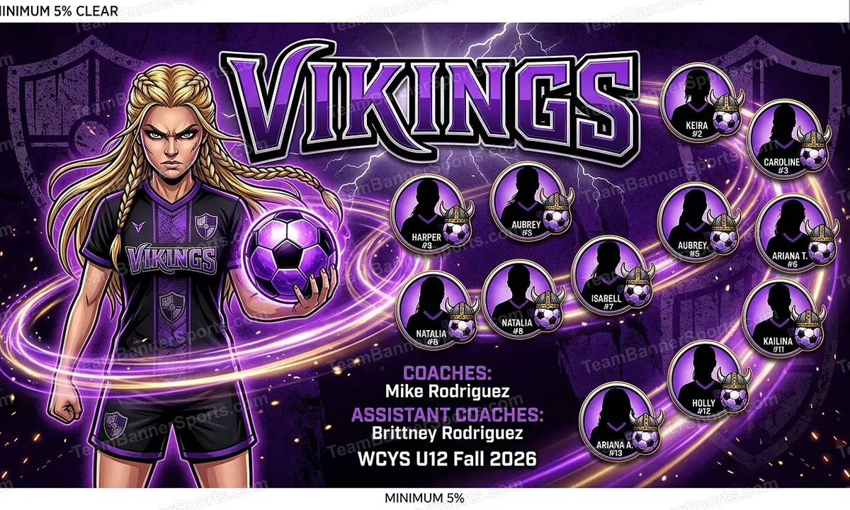 Vikings soccer team banner created with AI