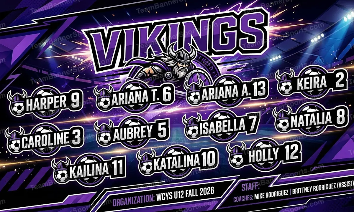 Vikings soccer team banner created with AI
