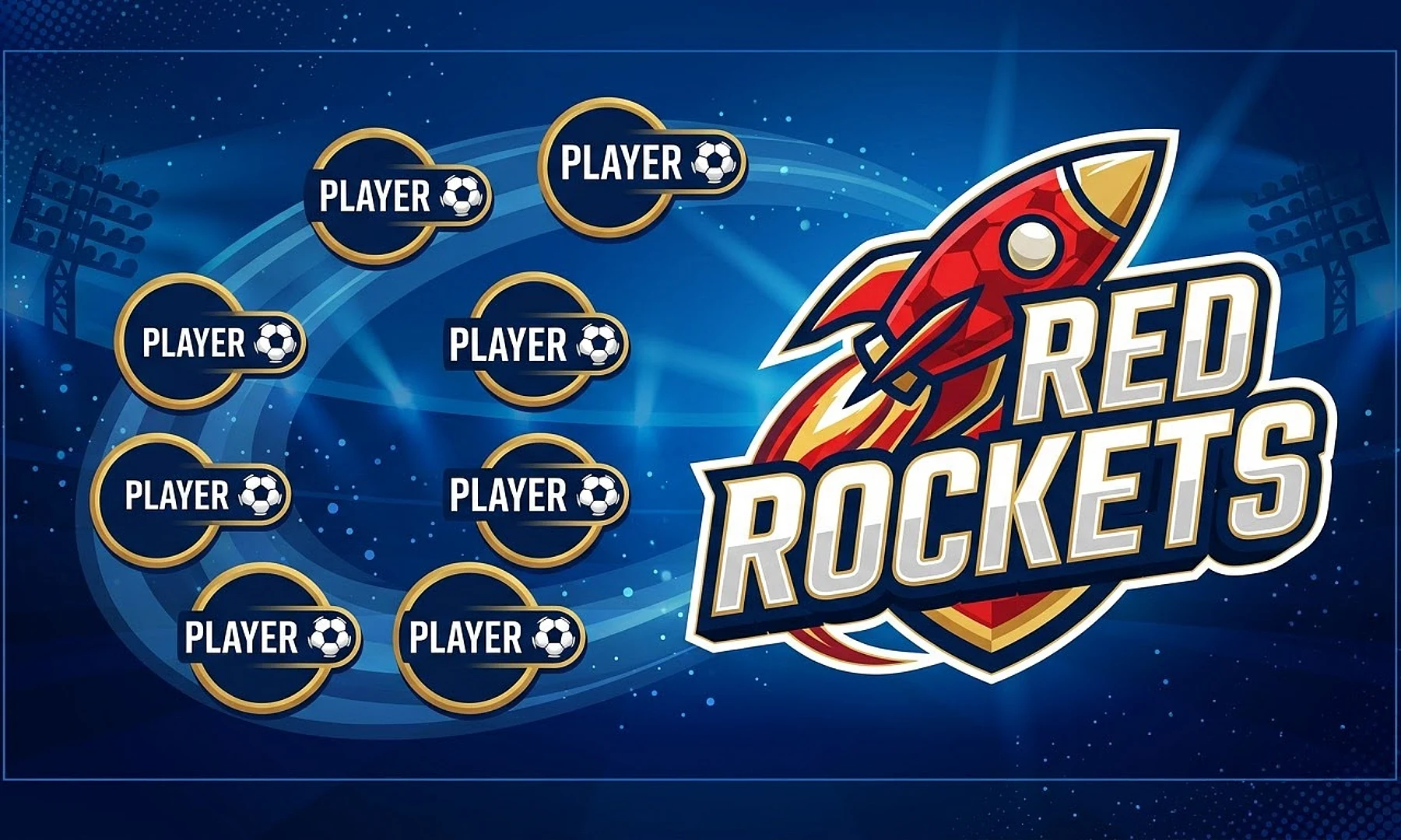 Red Rockets soccer team banner created with AI