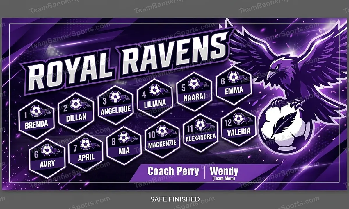 Royal Ravens soccer team banner created with AI