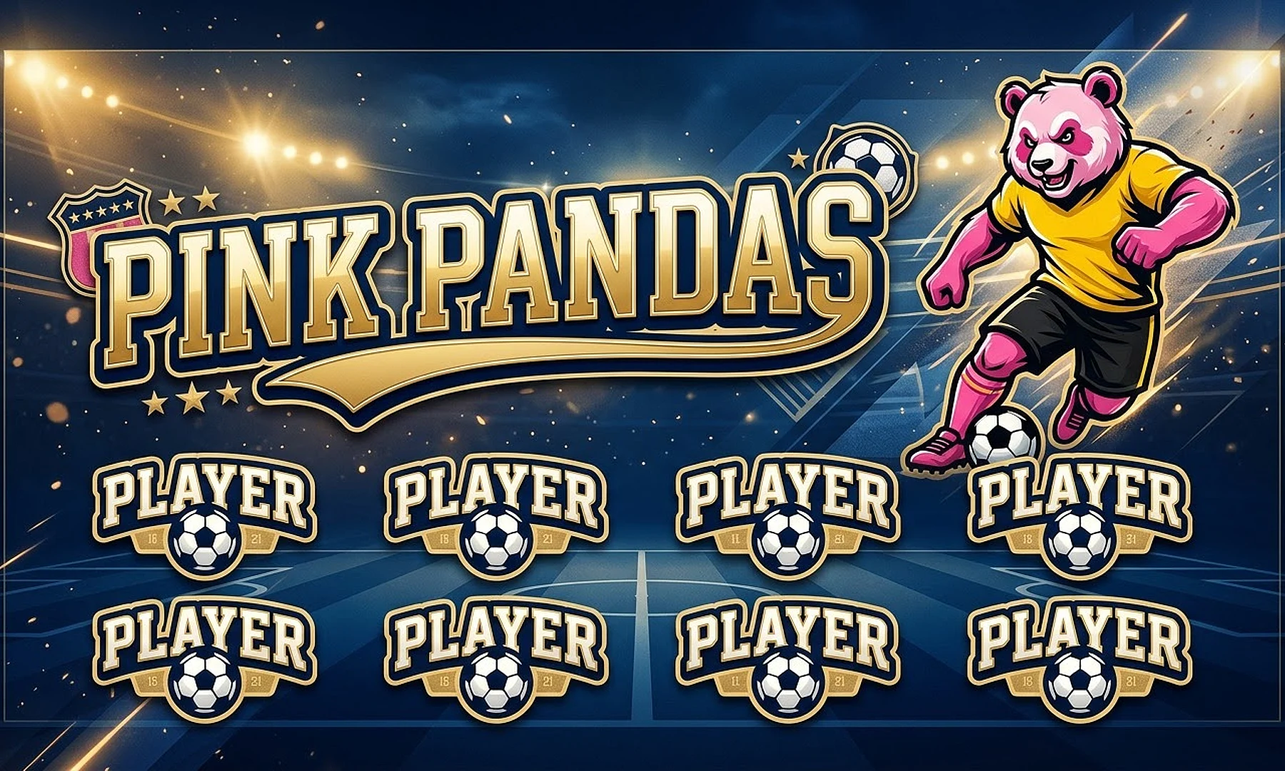 Pink Pandas soccer team banner created with AI