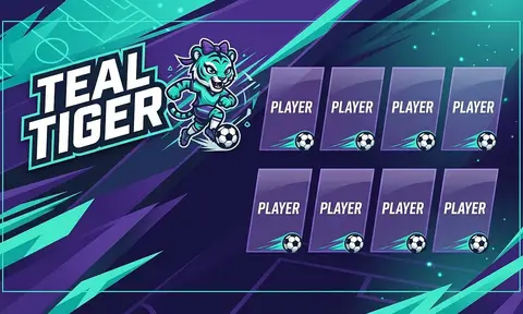 Teal tiger Soccer AI image template