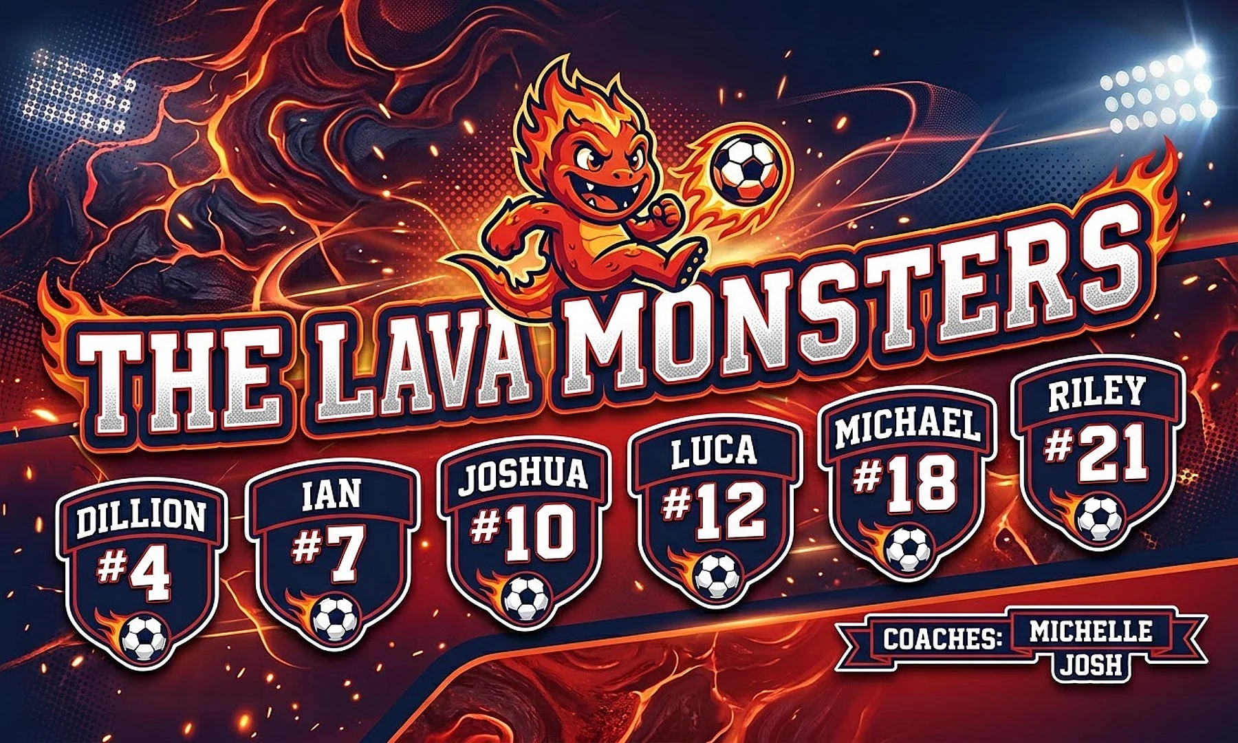 The Lava Monsters soccer team banner created with AI