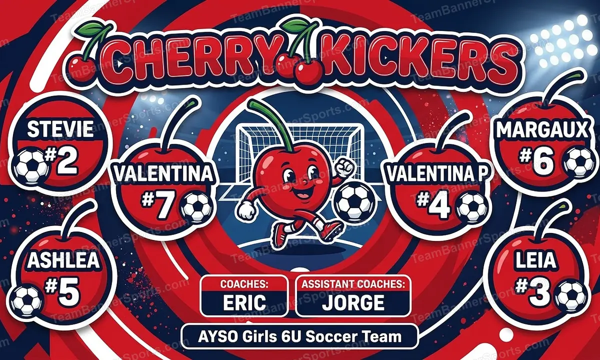Cherry Kickers soccer team banner created with AI
