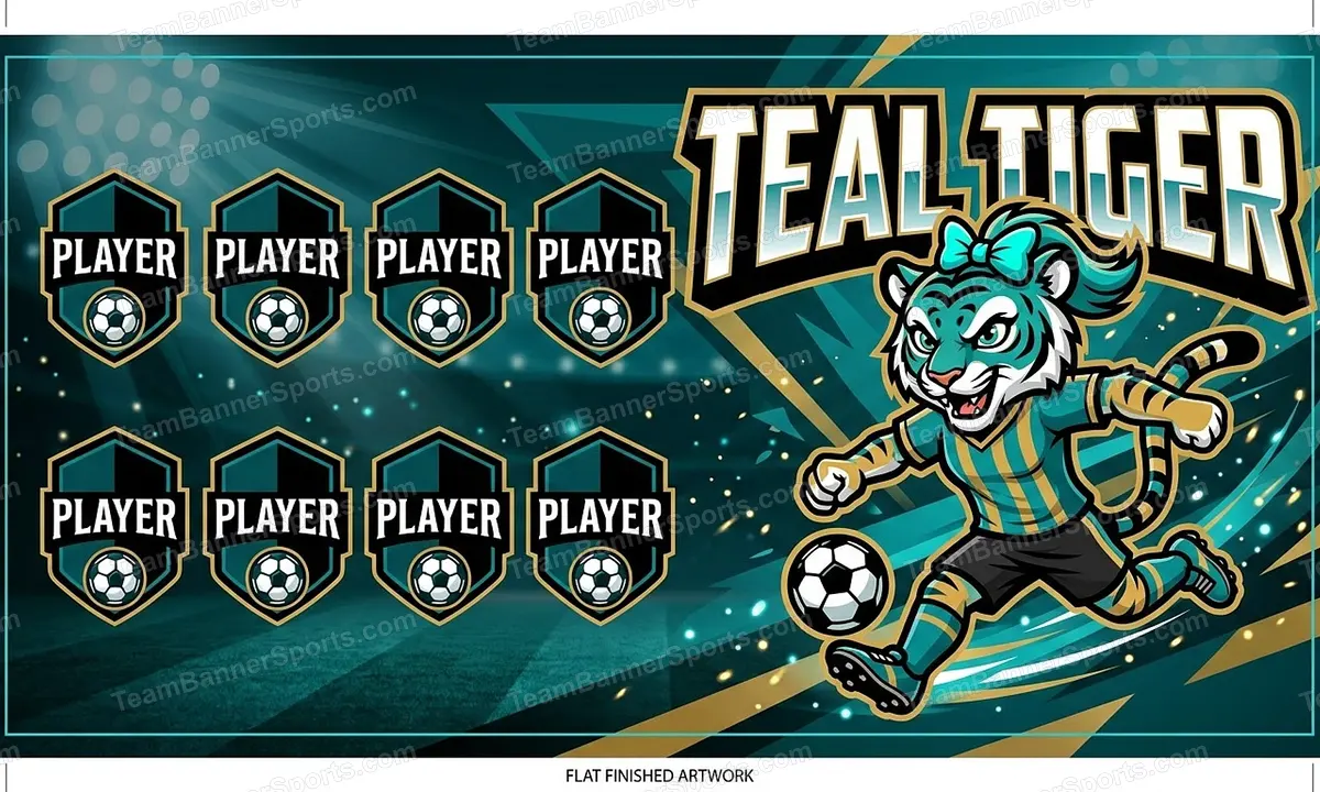 Teal tiger soccer team banner created with AI