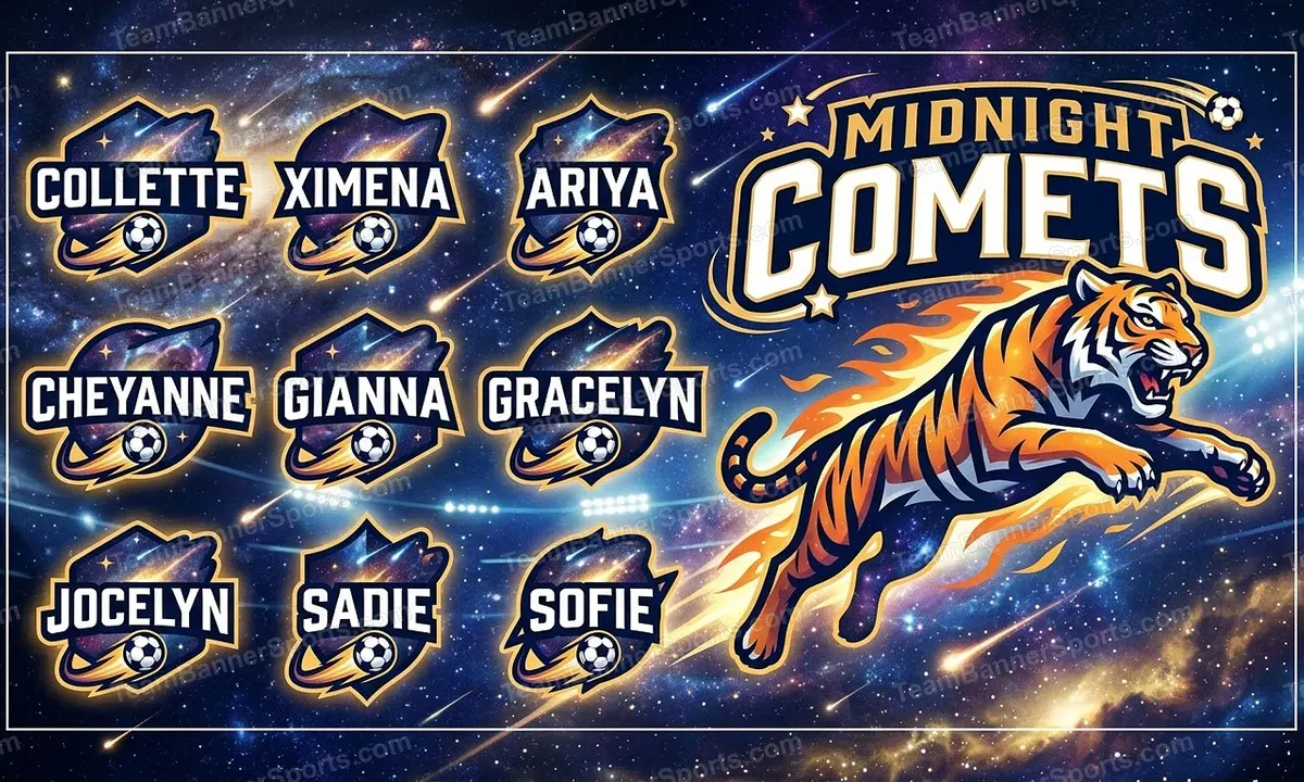 Midnight Comets soccer team banner created with AI