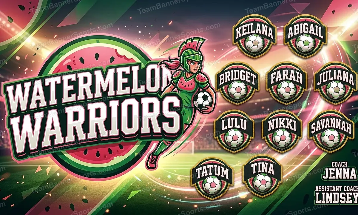 Watermelon Warriors soccer team banner created with AI